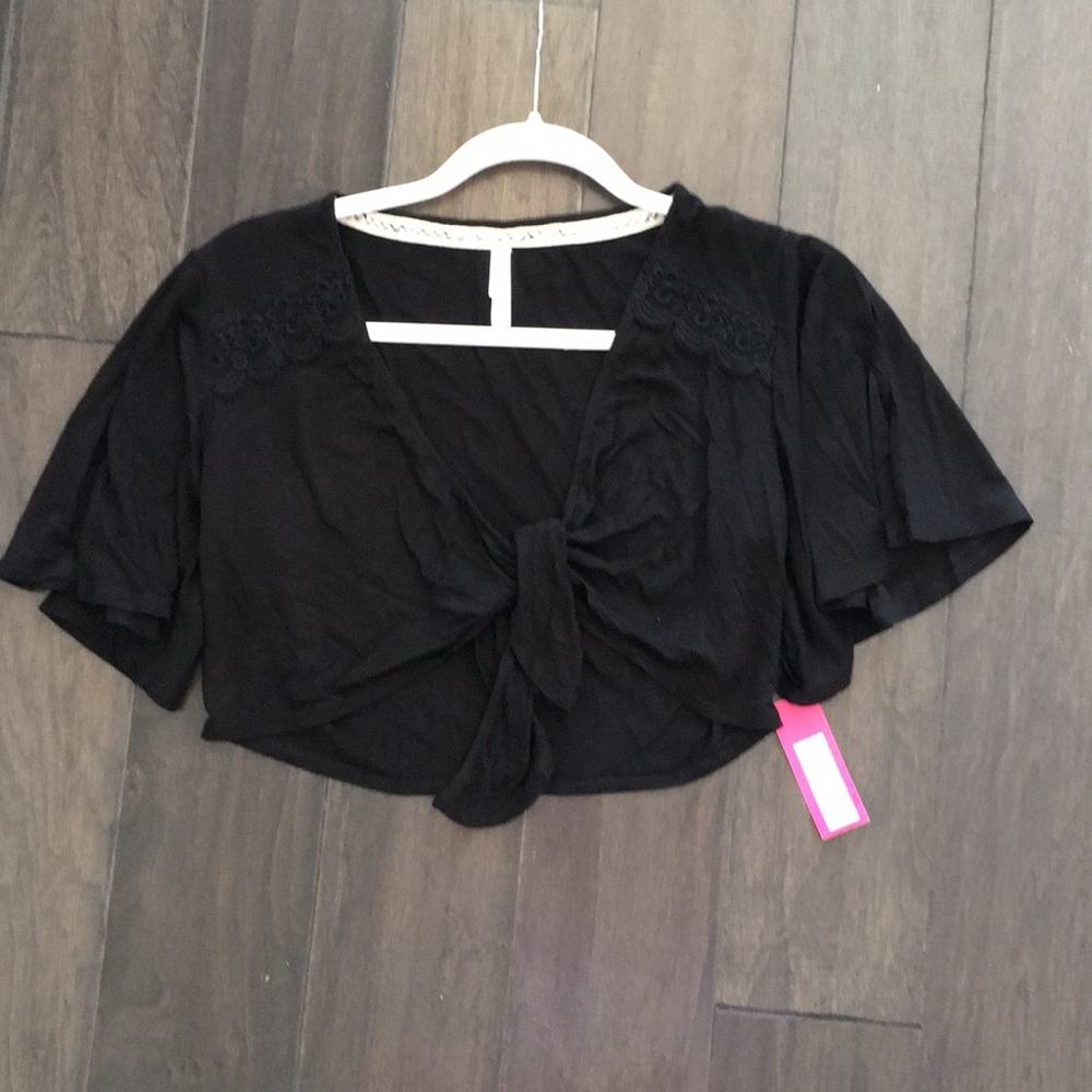 Target Black Lace Tie Wrap Shirt